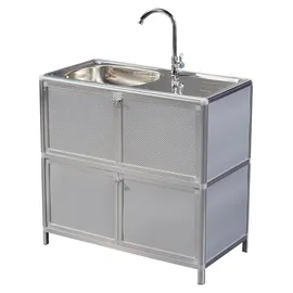 Hti-Living Spüle mit Abtropfläche und Unterschrank 83 x 43 cm Silber