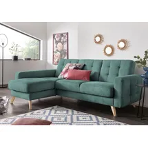 exxpo - sofa fashion Ecksofa EXXPO - SOFA FASHION "Nappa, kompakt und komfortabel, bequem, zeitloses Design, L-Form", blau (aqua), B:222cm H:87cm T:156cm, Samtvelours (100% Polyester);Webvelours (100% Polyester), Sofas, Ecksofa, tolle Detailverarbeitung, inkl.