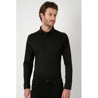 Desoto Langarmhemd Slim Fit Schwarz XXL