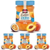 Schwartau Extra Zero Pfirsich-Maracuja, Fruchtaufstrich ohne Zuckerzusatz, 14kcal pro 25g, 280g (Packung mit 4)