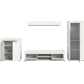INOSIGN Wohnwand INOSIGN "Aosta, Breite 330cm, best. aus Highboard, Lowboard, Wandboard, Vitrine", weiß, B:330cm H:159cm T:35cm, Holzwerkstoff, Kastenmöbel-Sets, Wohnwand, Wohnwand, Kombination, Anbauwand, Möbel Set, Schrankwand, Möbel Kombi