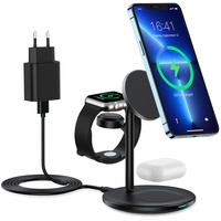 BHHB Magsafe Ladegerät, Induktive Ladestation Kompatibel mit iPhone 14/14 Pro/14 Pro Max, iPhone14/13/12 Serie, Wireless Charger für Apple Watch Ultra/8/7/6/5/4/3/2,AirPods