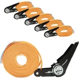 Baumarktplus 5x Spanngurt mit Ratsche 6m einteilig 800kg 0,8t orange