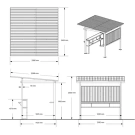 Sojag Outdoorbar Munich Lichtgrau 258 cm x 260 cm x 230 cm