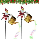 Christmas Santa Solar Kettle Lights Garden Lawn Decorative Lights, Solare Santa-Gießkanne-Laterne, wasserdichte Laterne für die Weihnachtsdekoration, Geschenkidee (Bunt*2)
