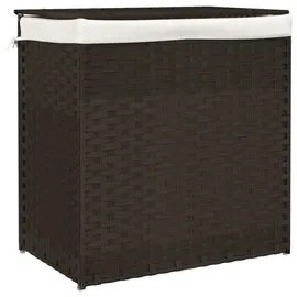vidaXL Wäschekorb mit 2 Fächern Dunkelbraun 53x35x57 cm Poly Rattan