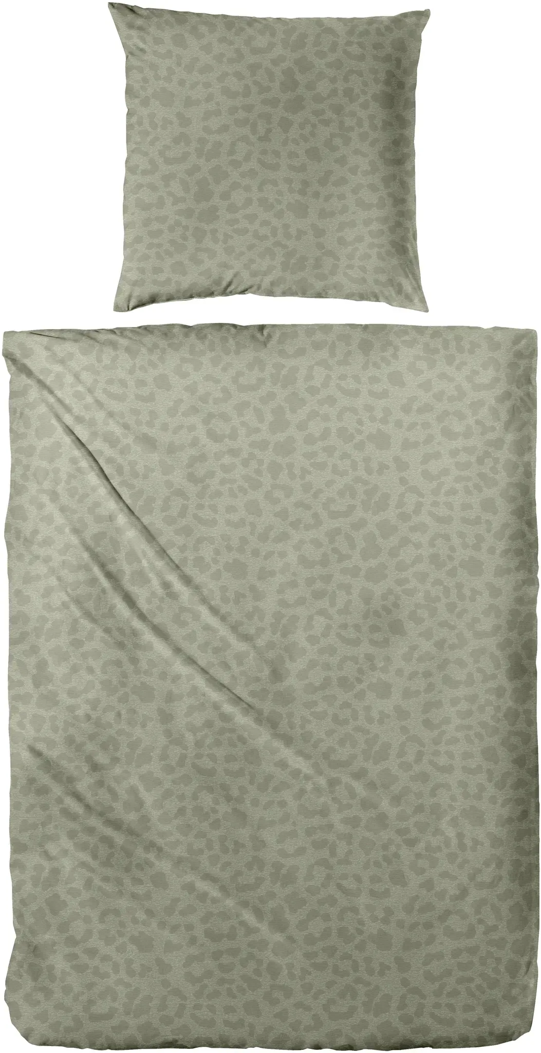 Bettwäsche PRIMERA "Biber-Bettwäsche Leo", grün, B/L: 155cm x 220cm, 1 Stk., 1 Stk., Biber, B/L: 80cm x 80cm, 2 Stk., Biber, Obermaterial: 100% Baumwolle, Bettwäsche, mit dezentem Leo-Design