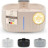 Pretty Paw Katzenbrunnen mit Bewegungsmelder - Trinkbrunnen für Katze Kabellos mit 45 Tagen Akku - Wasserbrunnen für Katzen mit Filter & 3 Liter Wassertank - Aqua Sense (Beige)