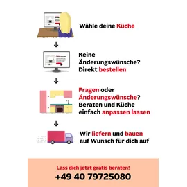 Nobilia Küchenzeile Touch I 210 cm schwarz