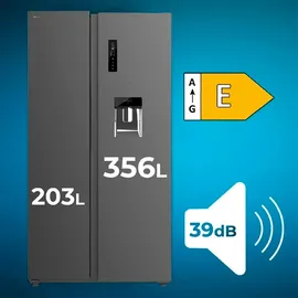 Cecotec Bolero CoolMarket SBS 559 Side-by-Side (559 l, 1770 mm hoch, Silber)