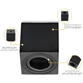 Sweet Led Aufbaustrahler flach eckig schwarz Alu Deckenleuchte Aufbauspot 230V - Schwarz