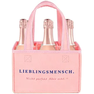 Anicy Flaschenträger Lieblingsmensch Sekt Tasche mit 6 Fächern, Lustiges Lieblingsmensch Geschenk für Frauen, Geburtstagsgeschenk für Frauen, Geschenk Freundin zum Geburtstag
