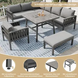 stilvora Gartenmöbel Set 7-tlg. Grau