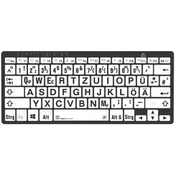 LogicKeyboard PC Bluetooth Braille-Tastatur mit Großdruck-Tasten, Schwarz auf Weiß, Mini-Layout