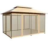 Goplus 3,6 x 2,6 m Pavillon, Gartenpavillon, Wasser- und Sonnenschutz, Gartenzelt, Partyzelt, mit abnehmbarem Netzbezug, Geeignet für Party Grillfest Picknick Hochzeit (Braun)