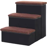 Pawhut 3-stufige Hundetreppe, 48 Cm Hoch, Faltbare Rampe Für Kleine Und Ältere Haustiere, Zugangshilfe Für Bett, Sofa, Auto, Schwarz