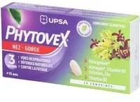 Phytovex Nez-Gorge 3 Actions UPSA, 20 comprimés - Adulte & Ado dès 15ans Complément alimentaire Sans Gluten, ni Lactose Gorge Voies Respiratoires Comprimé(S) pc(s)