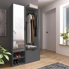 ax living Garderobenschrank Milanoir 100 x 189,4 x 33 cm Grau/Kiefer