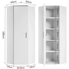 mokebo Eckschrank in Weiß Der Lange Schrank Aufbewahrungsschrank oder Mehrzweckschrank