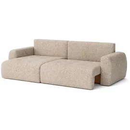 kaiser möbel Ecksofa mit Schlaffunktion und Bettkasten Ivo L aus Chenille-Stoff Artico, Ecksofa mit Schlaffunktion, integrierter Stauraum,mit Schlaffunktion,pflegeleichter Chenille-Stoff beige