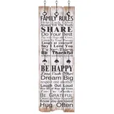 vidaXL Wandgarderobe mit 6 Haken 120 x 40 cm "FAMILY RULES"