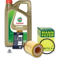1x Ölwechsel Set - MANN ÖLFILTER + 5 L CASTROL EDGE FST 5W-40