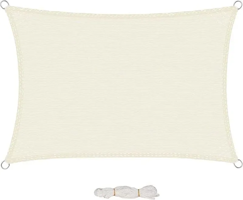 EUGAD Sonnensegel 200g/m2 mit Befestigungsseilen, Premium HDPE Wetterfest Atmungsaktiv Rechtwinkliges Dreieck, Luftdurchlässig, Wasserabweisend, für Terrasse, Garten, Balkon, Camping, 4x6m, Creme, HDPE (Hochdichtes Polyethylen), Rechteck