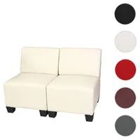 Modular 2-Sitzer Sofa Couch Lyon, Kunstleder ~ creme, ohne Armlehnen