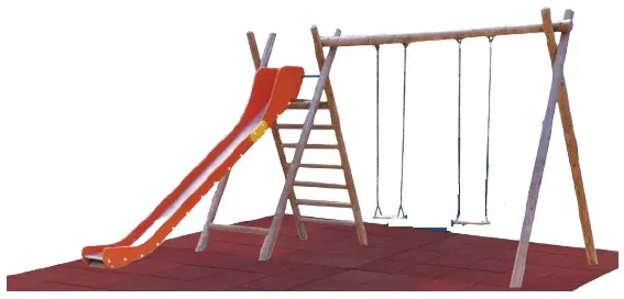 Doppelschaukelgestell mit Rutsche h17205