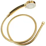 tecuro Antikalk - Handbrause ew-080 gold - mit 3-Funktionen und Metallschlauch 125 cm - vergoldet
