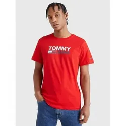 Tommy Jeans für Herren. DM0DM15379 Tjm Corp Logo T-shirt rot (M), Lässig, Kurzarm, Bio-Baumwolle, Nachhaltig