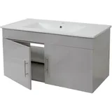 MCW Waschbecken + Unterschrank MCW-D16, Waschbecken Waschtisch, hochglanz 90cm grau