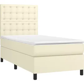 vidaXL Boxspringbett mit Matratze & LED Creme 90x190 cm Kunstleder