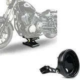 Set: Motorrad Hebebühne Midlift M bis 500 kg sw ConStands mit Scheinwerfergh. 7" mit Gabel-Halterung 35-43mm sw