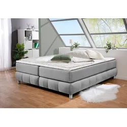 Boxspringbett ANDAS "Salo", grau, B:166cm L:226cm, Komplettbetten, Boxspringbett, Ohne Kopfteil, inkl. Topper, auch in Überlänge 220 cm