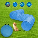 Hunde Spieltunnel Hundehöhle Agility Tunnel Hundetunnel Spieltunnel 500x55cm BLAU - Blau