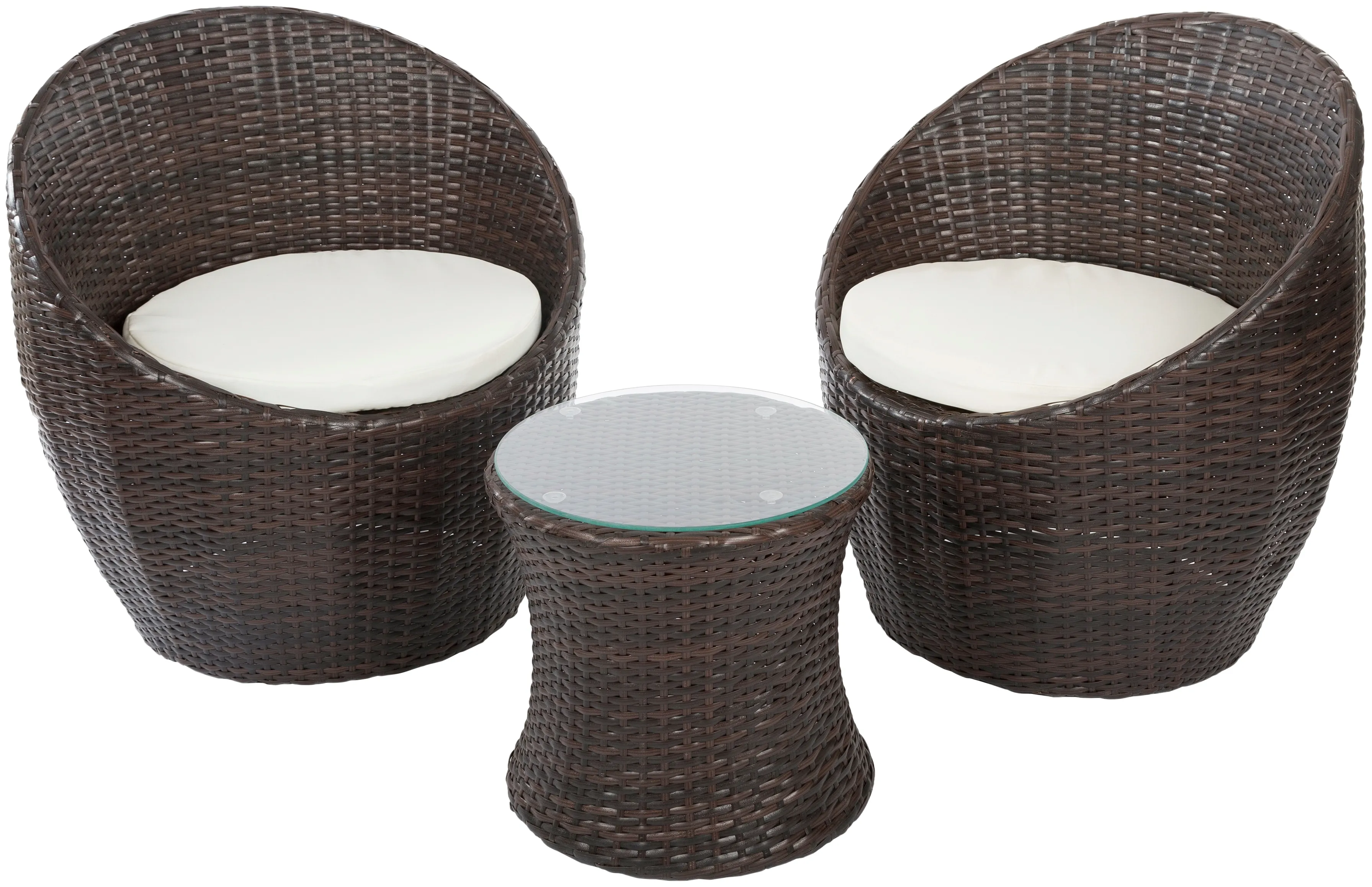 Gartenlounge-Set MY FLAIR Sitzmöbel-Sets braun (braun, braun, braun) 2 Stühle, 1 Tisch