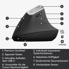 Logitech MX Vertical Wireless Ergonomische Maus (910-005448)