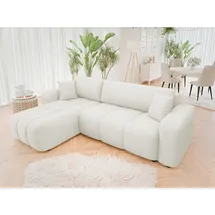 Mirjan24 Ecksofa Furyn, Wohnzimmer Eckcouch mit Bettkasten und Schlaffunktion, L-Form, Seite Universal (Farbe: Velo 621) - Weiß