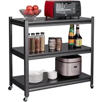 Sightlife Küchenregal 80x86x45cm, Küchenwagen Auf Rollen Rollwagen Metallregal Schwerlastregal Schwarz Mikrowellen Regal Werkzeugregal Standregale Kellerregal für Bad Küchen