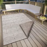 HANSE HOME Pangli Outdoor Teppich Wetterfest – Wendeteppich Skandinavischer Boho Style Wasserfest Einfarbig Geometrisch 3D-Effekt für Garten, Balkon, Terrasse, Wohnzimmer – Linen, 80x150cm