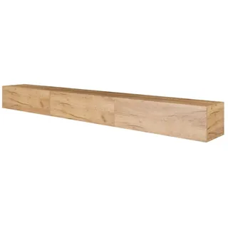Planetmöbel West TV-Schrank, Fernsehtisch 300 cm lang, TV-Board hängend oder stehend, Fernsehschrank für Wohnzimmer, 3X TV Möbel 37,8 x 100 x 30 cm, Gold Eiche