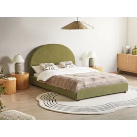 Beliani Bett mit Lattenrost Bouclé VAUCLUSE 140 x 200 cm Olivgrün