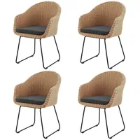 Juskys Cody Korbsessel 55 x 70 x 106 cm beige 4 St.