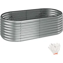 Tectake Hochbeet Flormma, 942l, verzinkt, 200x100x60cm - silber