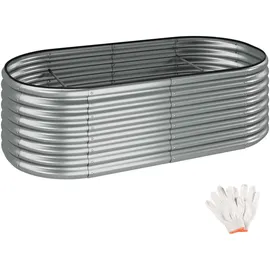Tectake Hochbeet Flormma, 942l, verzinkt, 200x100x60cm - silber