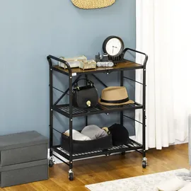 Homcom Rollwagen Klappbarer Küchenwagen Servierwagen mit 3 Ebenen