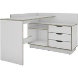 byLIVING Winkelschreibtisch Belfast/Rechts oder Links montierbar / 3 Schubkästen/Weiß - Kanten in Sonoma Eiche/Bürotisch/Eckschreibtisch/Schreibtisch/B 129 cm