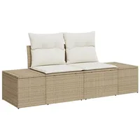 vidaXL Loungesofa 2-Sitzer Garten-Sofa mit Kissen Beiges Polyrattan, 1 Teile beige