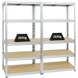 Proregal Mega Deal 2x Schwerlastregal Tiger HxBxT 180 x 90 x 60 cm Fachlast 265kg Garagenregal Kellerregal Werkstattregal Lagerregal Steckregal